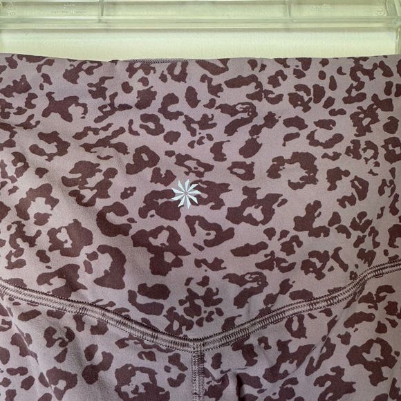 ATHLETA woman's sz XL Elation ultra high rise leopard flora mauve tights legging - Picture 7 of 13